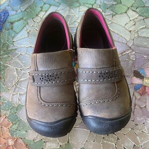 Keens Brown Leather Slip-On Shoes